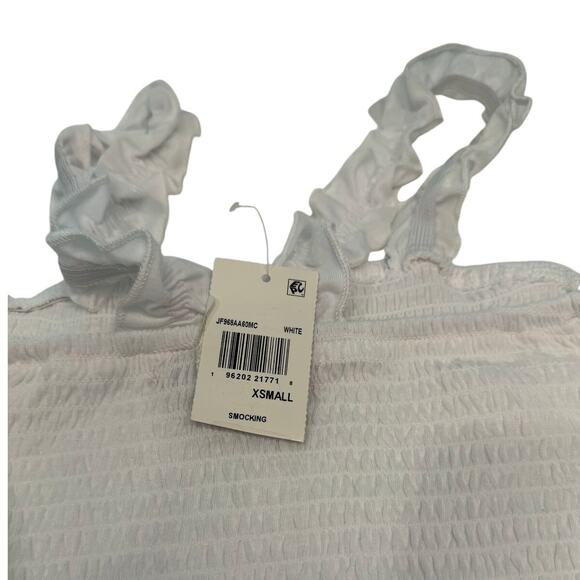 Crave Fame White Tank Top Ruffle Straps Smocked Bodice XS NWT - Picture 7 of 11